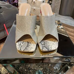Elegant Gold and Snakeskin Women's Mules